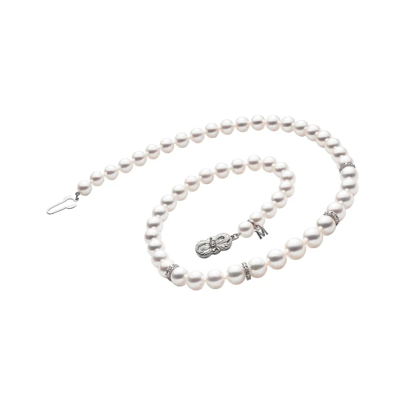 Huge Savings On Premium Jewelry Styles Akoya Cultured Pearl Graduated Strand Necklace with Diamond Rondelles Huge Savings On Premium Jewelry Styles Akoya Cultured Pearl Graduated Strand Necklace with Diamond Rondelles