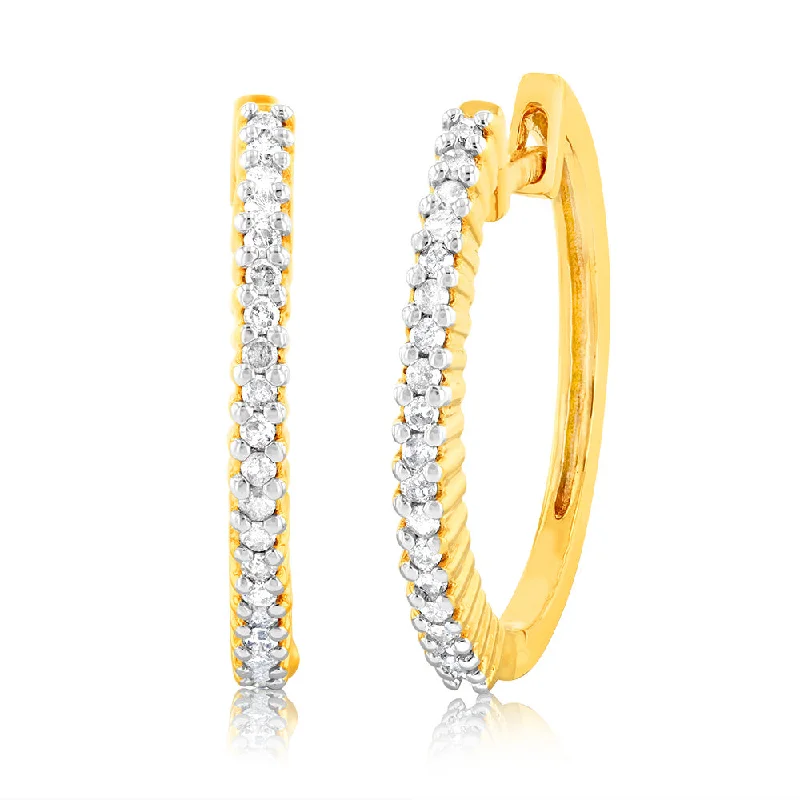 Bestselling Jewelry At Special Promotional Rates 1/4 Carat Diamond Hoop Earrings in Gold Plated Silver Bestselling Jewelry At Special Promotional Rates 1/4 Carat Diamond Hoop Earrings in Gold Plated Silver