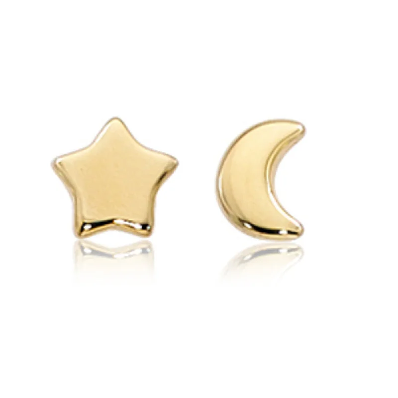 Make Your Outfit Shine With Discounted Jewelry 14k Gold Moon & Star Stud Earrings