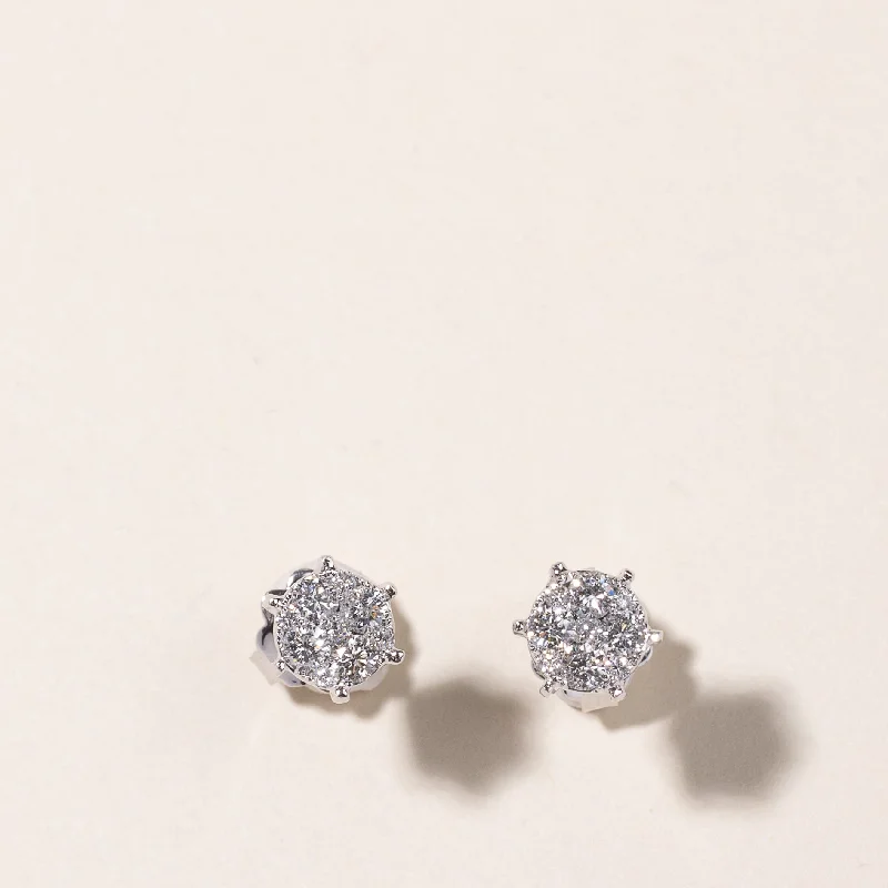 Waterproof Stainless Steel Jewelry For Lasting Beauty 14k White Gold Diamond Stud Earrings | 0.62ctw Waterproof Stainless Steel Jewelry For Lasting Beauty 14k White Gold Diamond Stud Earrings | 0.62ctw