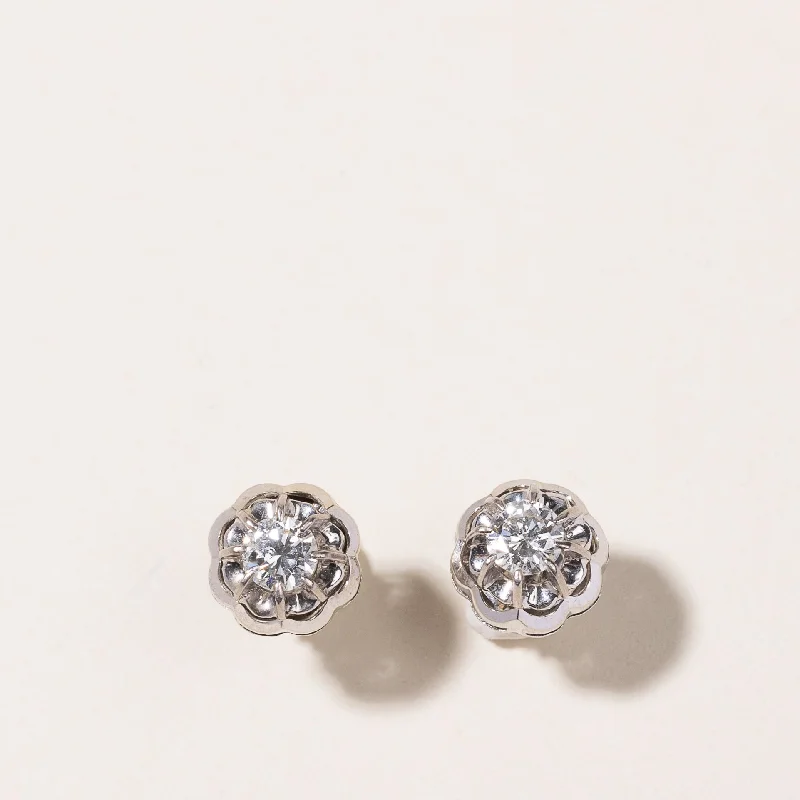 Fashion-Forward Geometric Jewelry For Contemporary Style 14k White Gold Diamond Stud Earrings | 0.57ctw Fashion-Forward Geometric Jewelry For Contemporary Style 14k White Gold Diamond Stud Earrings | 0.57ctw