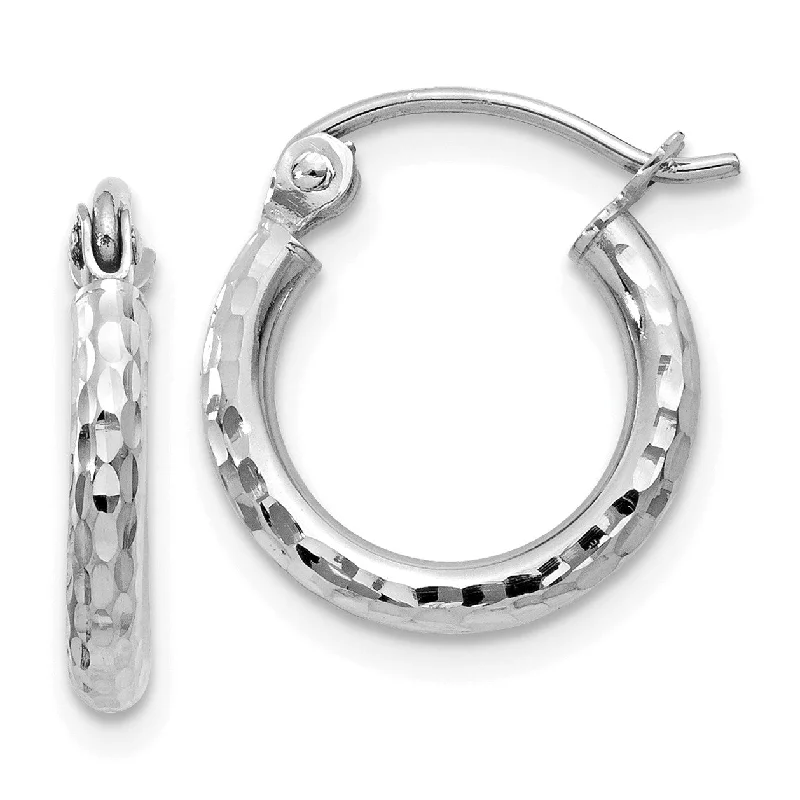 Luxury Jewelry Sale – Sparkle For Less 14KT White Gold 13X2MM Diamond-cut Hoop Earrings Luxury Jewelry Sale – Sparkle For Less 14KT White Gold 13X2MM Diamond-cut Hoop Earrings