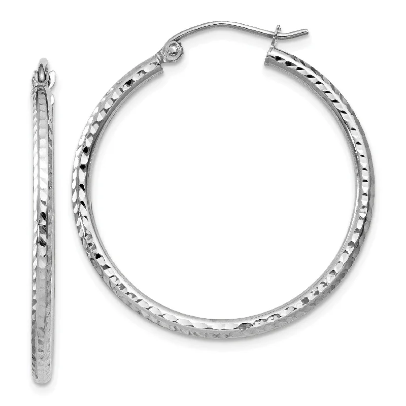 Luxury Jewelry Sale – Elegant Styles At Unbeatable Prices 14KT White Gold 30X2MM Diamond-cut Hoop Earrings Luxury Jewelry Sale – Elegant Styles At Unbeatable Prices 14KT White Gold 30X2MM Diamond-cut Hoop Earrings