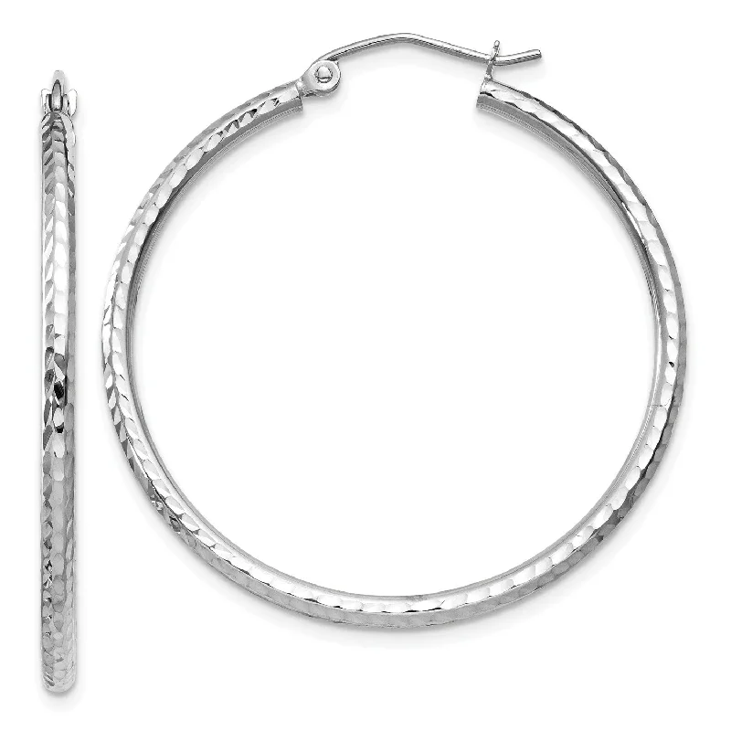 Unmissable Discounts On Timeless Jewelry Pieces 14KT White Gold 35X2MM Diamond-cut Hoop Earrings Unmissable Discounts On Timeless Jewelry Pieces 14KT White Gold 35X2MM Diamond-cut Hoop Earrings