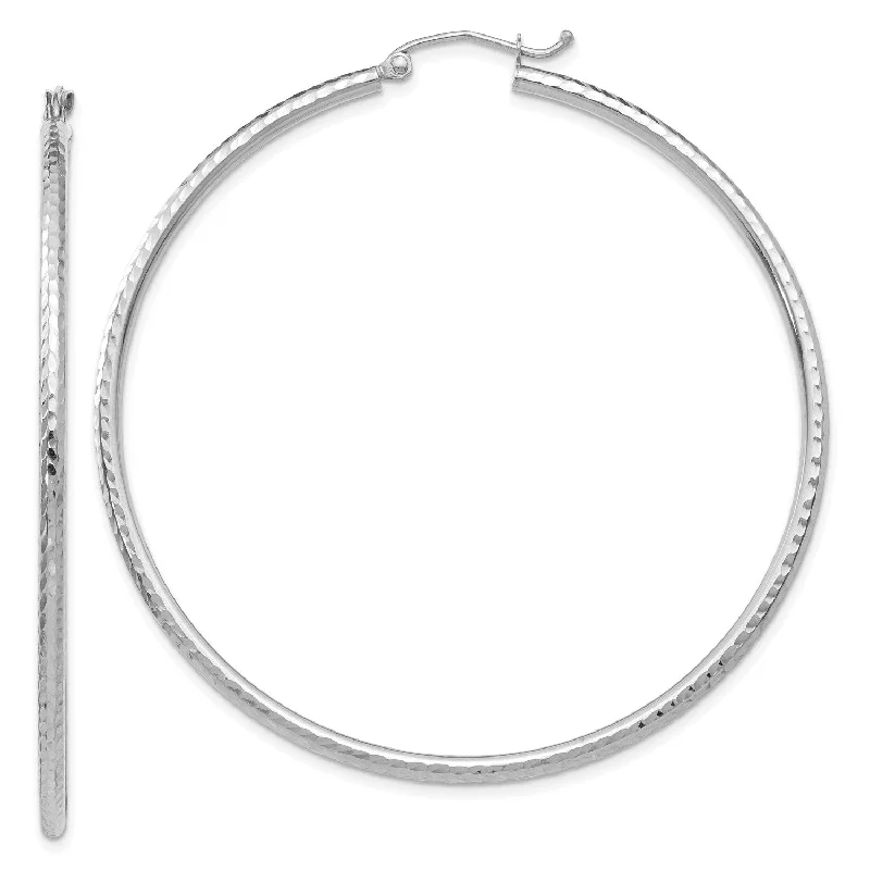 Limited-Time Jewelry Sale – Elegant Styles At Less 14KT White Gold 55X2MM Diamond-cut Hoop Earrings Limited-Time Jewelry Sale – Elegant Styles At Less 14KT White Gold 55X2MM Diamond-cut Hoop Earrings