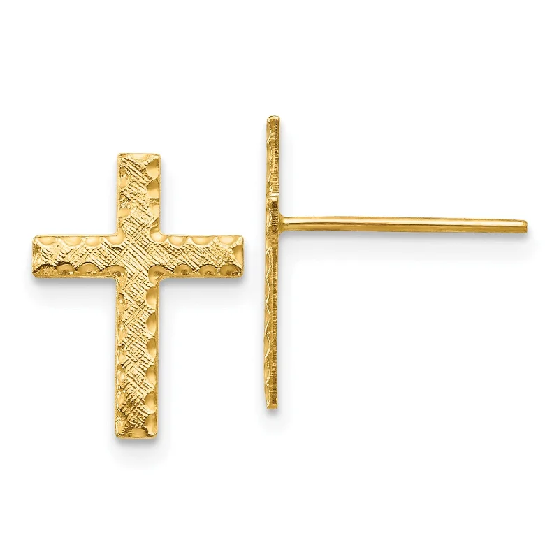 Bestselling Jewelry Now On Sale – Elevate Your Look 14KT Yellow Gold 13X10MM Diamond-cut Cross Earrings