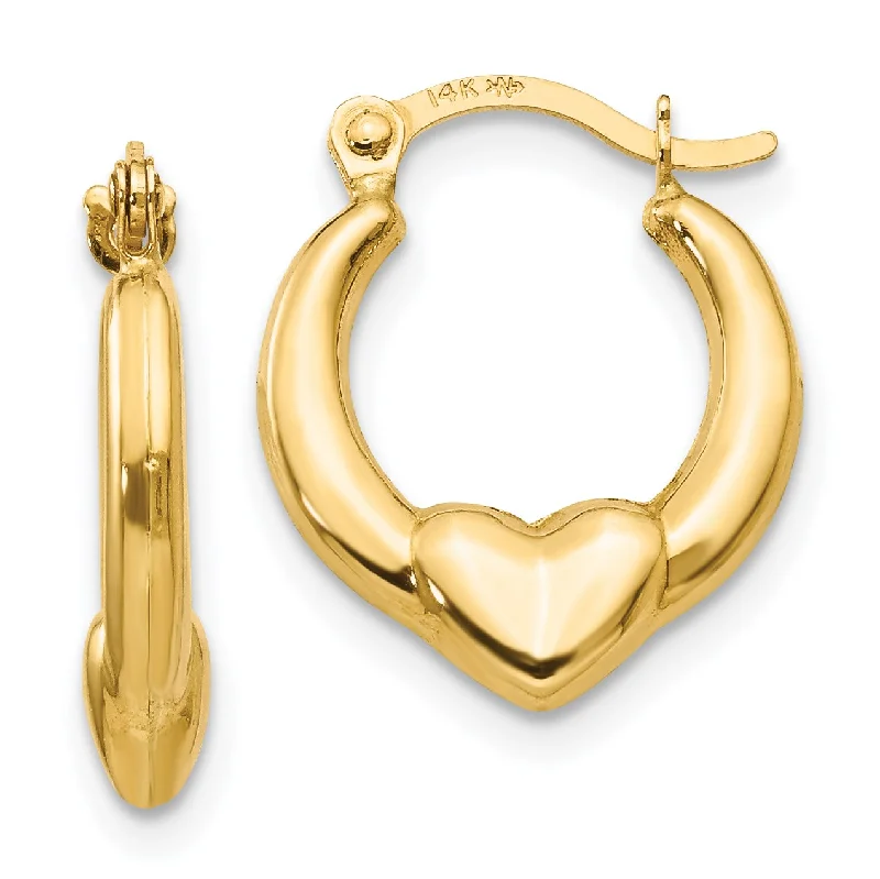 Waterproof Stainless Steel Jewelry For Lasting Beauty 14KT Yellow Gold 15X12MM Heart Hoop Earrings Waterproof Stainless Steel Jewelry For Lasting Beauty 14KT Yellow Gold 15X12MM Heart Hoop Earrings