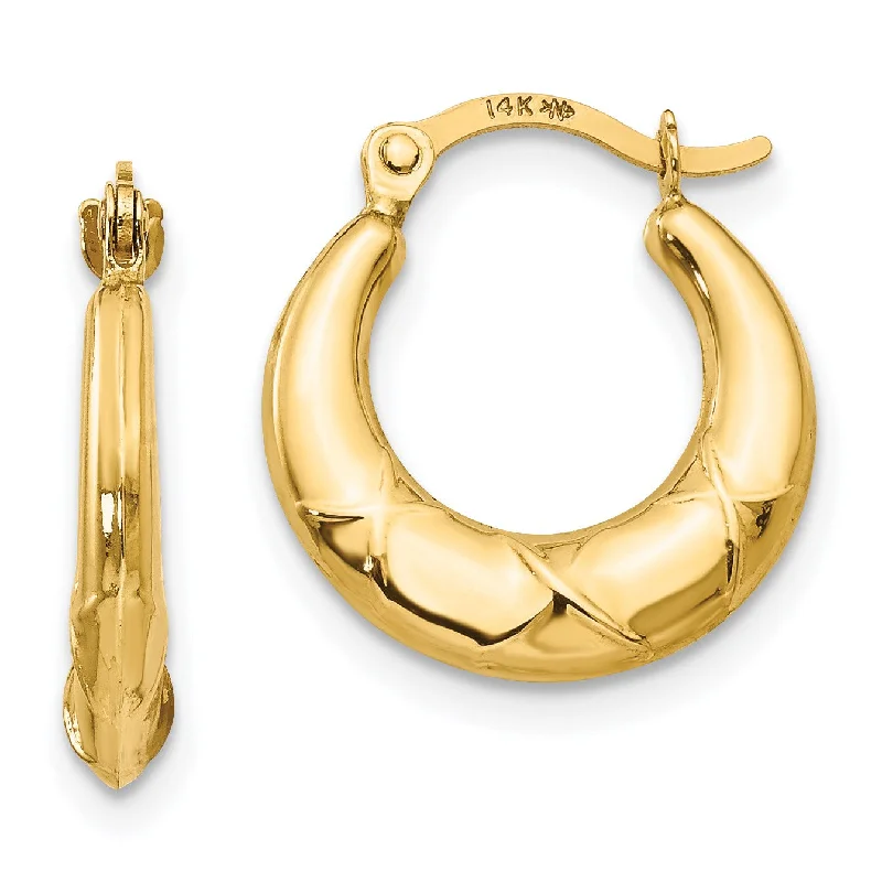 Dainty Floral Jewelry For Feminine Elegance 14KT Yellow Gold 15X14MM Hoop Earrings Dainty Floral Jewelry For Feminine Elegance 14KT Yellow Gold 15X14MM Hoop Earrings