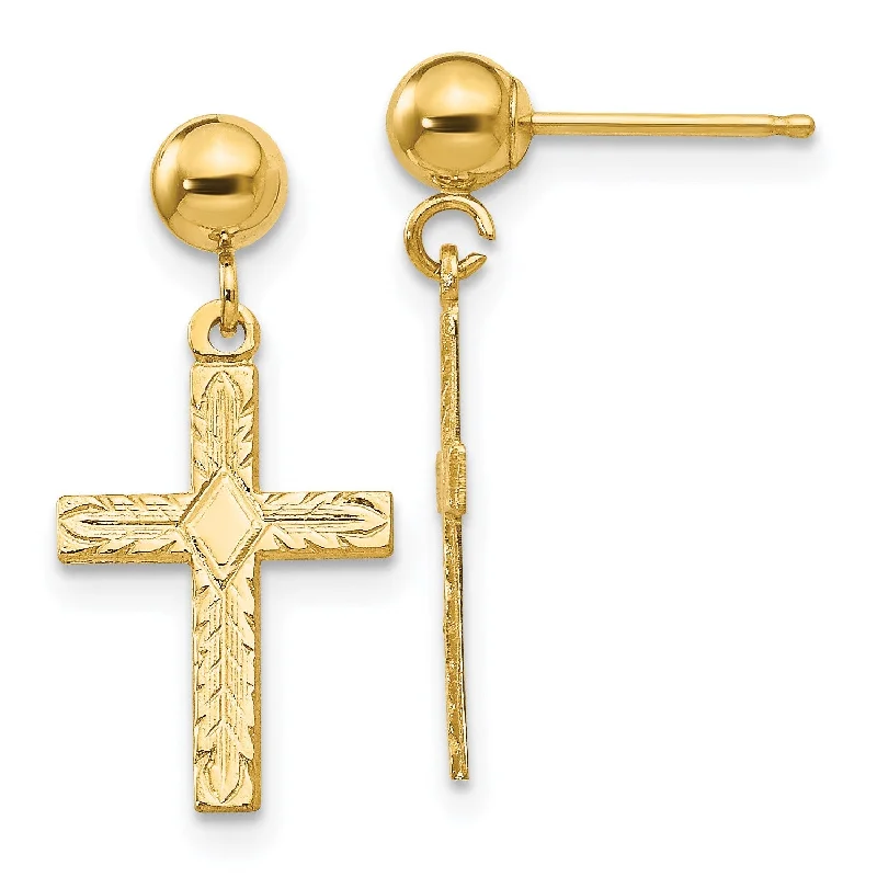 Holiday Jewelry Sale – Perfect Gifts At The Best Prices 14KT Yellow Gold 21X10MM Drop & Dangle Cross Earrings