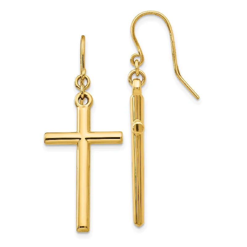 Shop Dazzling Jewelry At The Best Prices 14KT Yellow Gold 36X14MM Cross Earrings
