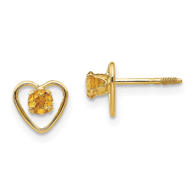 Flash Sale On Stunning Jewelry – Don't Miss Out 14KT Yellow Gold 3MM Round Citrine 6MM Heart Childrens Birthstone Earrings Flash Sale On Stunning Jewelry – Don't Miss Out 14KT Yellow Gold 3MM Round Citrine 6MM Heart Childrens Birthstone Earrings