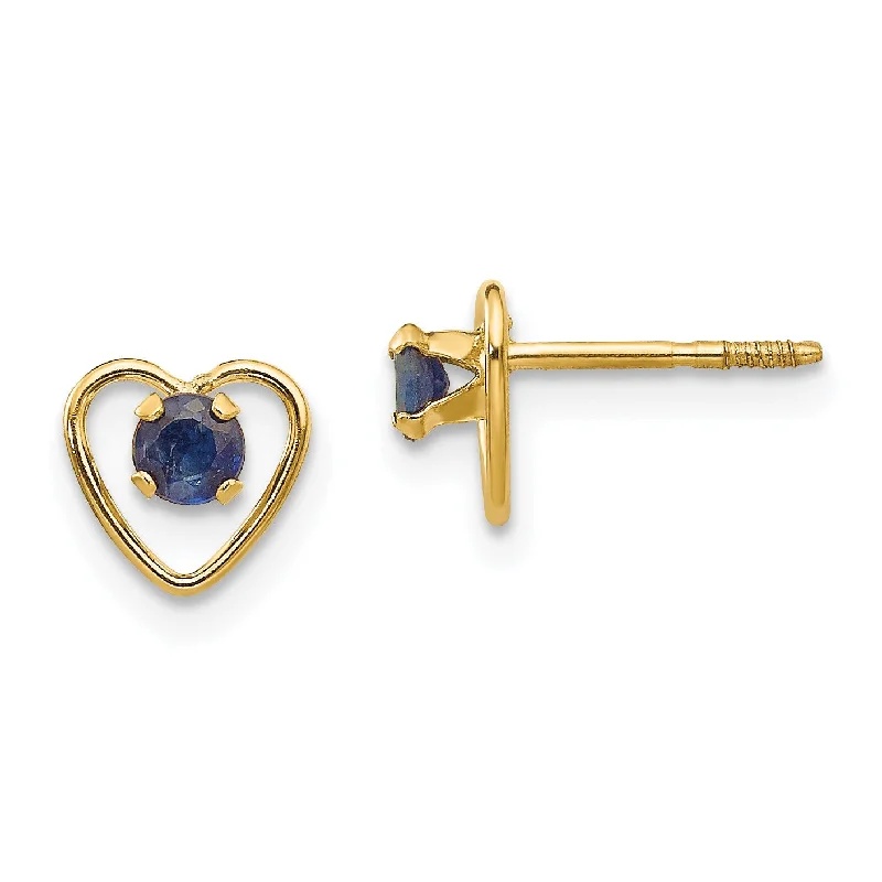 Trending Jewelry Styles Now At Limited-Time Discounts 14KT Yellow Gold 3MM Round Sapphire 6MM Heart Childrens Birthstone Earrings Trending Jewelry Styles Now At Limited-Time Discounts 14KT Yellow Gold 3MM Round Sapphire 6MM Heart Childrens Birthstone Earrings