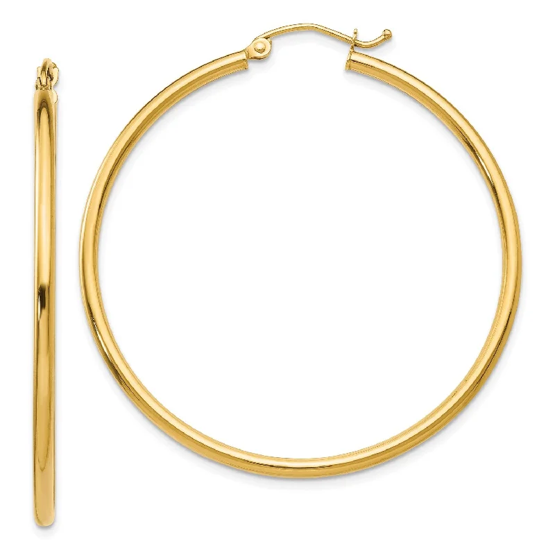 The Perfect Jewelry Piece At The Perfect Price 14KT Yellow Gold 45X2MM Hoop Earrings The Perfect Jewelry Piece At The Perfect Price 14KT Yellow Gold 45X2MM Hoop Earrings