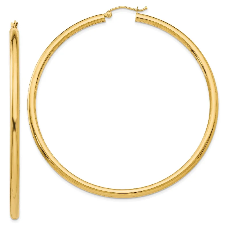 Discounted Jewelry For A Glamorous Look 14KT Yellow Gold 65X3MM Hoop Earrings