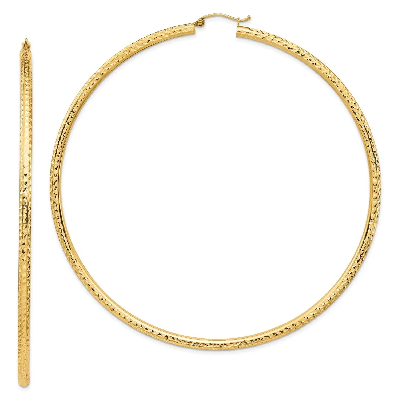 Modern Jewelry At Exclusive Discounts – Shop Today 14KT Yellow Gold 90X3MM Diamond-cut Hoop Earrings