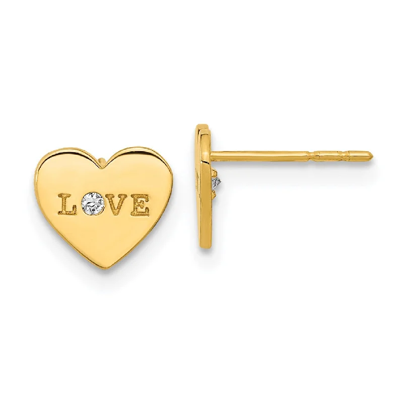High-Quality Gemstone Jewelry For Special Occasions 14KT Yellow Gold Cubic Zirconia 7.5X8.5MM Heart Earrings High-Quality Gemstone Jewelry For Special Occasions 14KT Yellow Gold Cubic Zirconia 7.5X8.5MM Heart Earrings