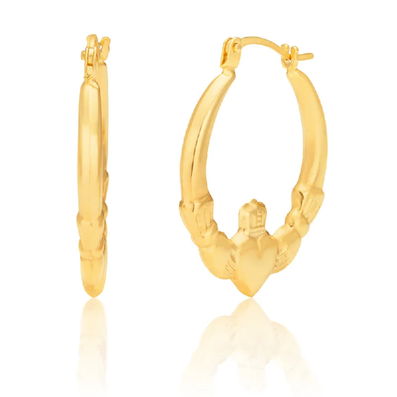 Jewelry Clearance – Final Chance To Save Big 9ct Claddagh 14.5mm Hoop Earrings 9Y