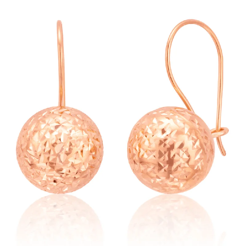 Trending Jewelry Now Available At Exclusive Prices 9ct Rose Gold Diamond Cut 10mm Ball Earwire Earrings