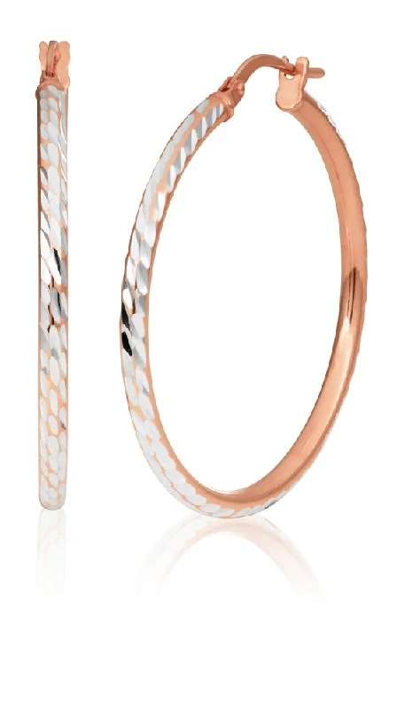 Affordable Luxury Jewelry For Every Occasion 9ct Rose Gold Silver Filled 2x30mm Fancy Hoop Earrings Affordable Luxury Jewelry For Every Occasion 9ct Rose Gold Silver Filled 2x30mm Fancy Hoop Earrings