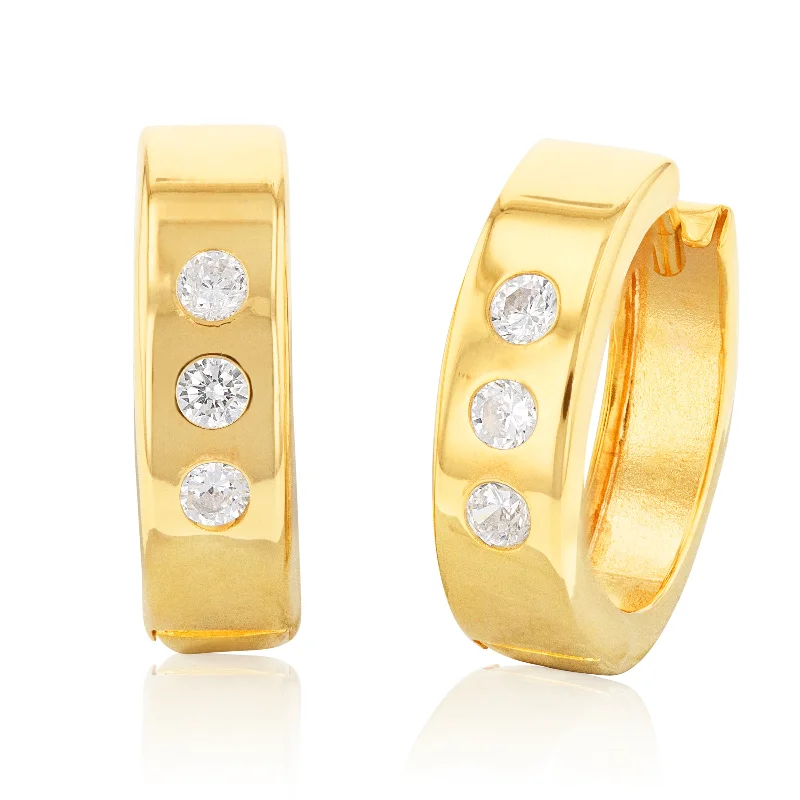 Romantic Heart-Shaped Jewelry For Special Gifts 9ct Silverfilled Yellow Gold Cubic Zirconia 10mm Hoop Earrings Romantic Heart-Shaped Jewelry For Special Gifts 9ct Silverfilled Yellow Gold Cubic Zirconia 10mm Hoop Earrings