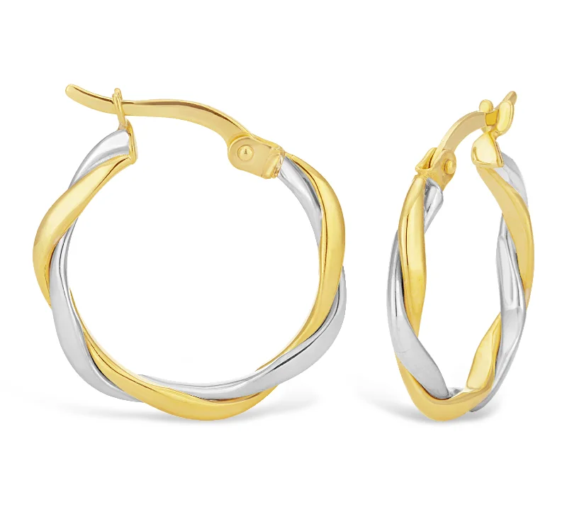 Grab Your Favorite Jewelry At The Lowest Prices 9ct Two-Tone Gold Filled Twist Hoop Earrings Grab Your Favorite Jewelry At The Lowest Prices 9ct Two-Tone Gold Filled Twist Hoop Earrings