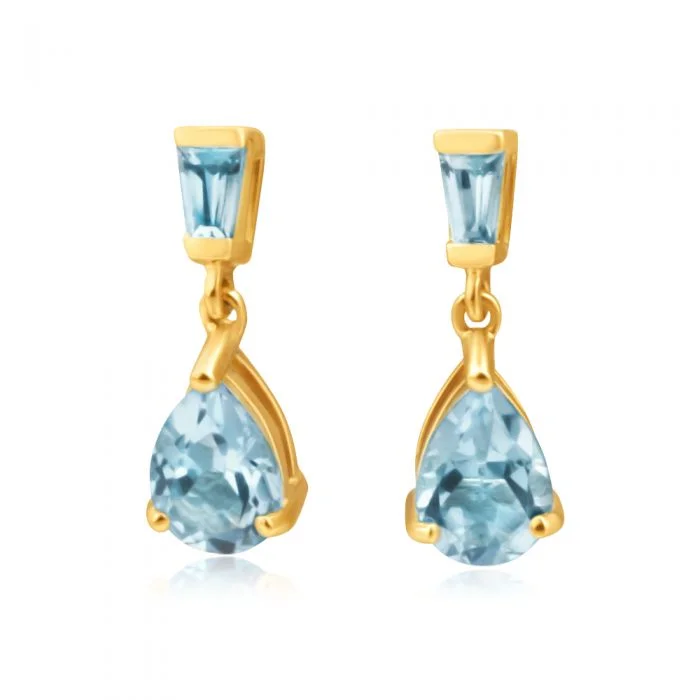 Huge Savings On Timeless Jewelry Collections 9ct Yellow Gold Blue Topaz Drop Earrings Huge Savings On Timeless Jewelry Collections 9ct Yellow Gold Blue Topaz Drop Earrings