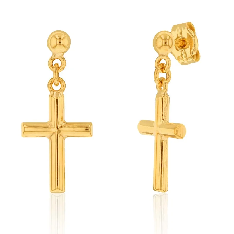 Shop Fine Jewelry With Exclusive Savings 9ct Yellow Gold Cross Drop Earrings