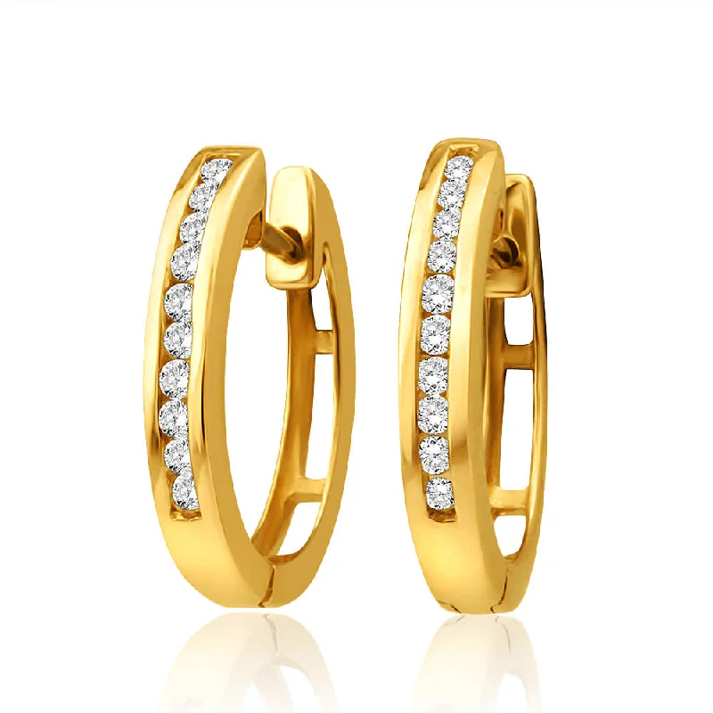 Premium Jewelry At Special Low Prices For A Limited Time 9ct Yellow Gold Diamond Hoop Earrings