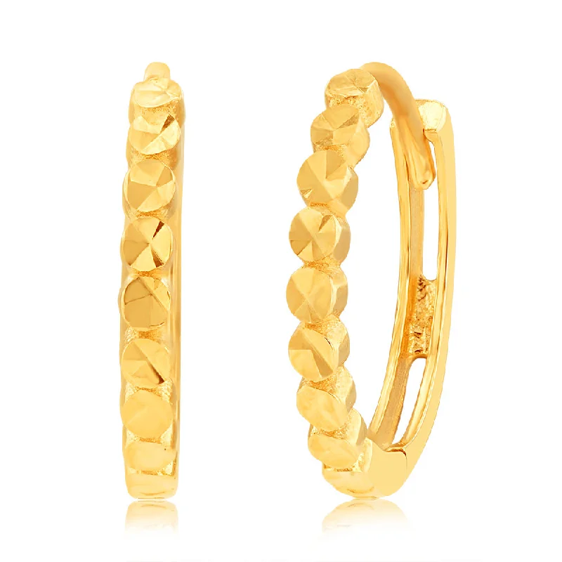 Luxury Jewelry Sale – Sparkle For Less 9ct Yellow Gold Hoop Patterned Earrings