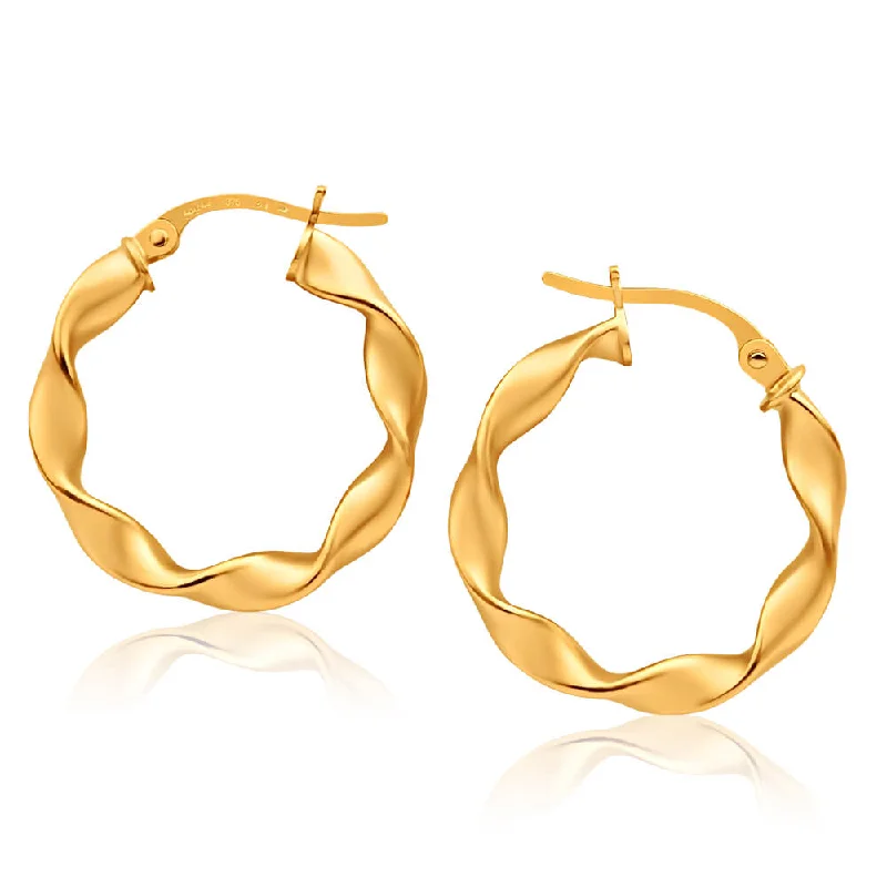 Affordable Glamour – Premium Jewelry For Less 9ct Yellow Gold Hoop Twist Earrings
