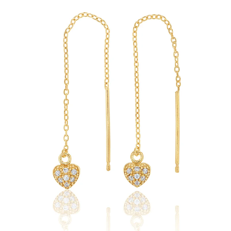 Elevate Your Jewelry Collection With Limited-Time Savings 9ct Yellow Gold Silver filled Cubic Zirconia Heart Thread Earrings Elevate Your Jewelry Collection With Limited-Time Savings 9ct Yellow Gold Silver filled Cubic Zirconia Heart Thread Earrings