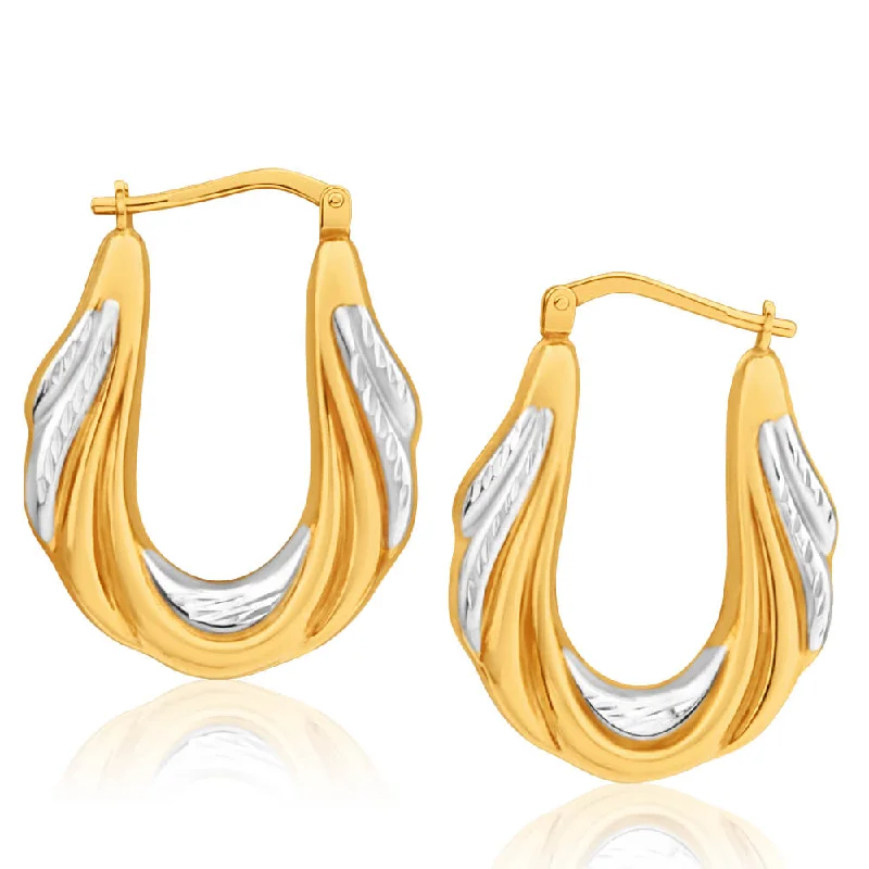 Affordable Glamour – Premium Jewelry At Special Prices 9ct Yellow Gold Silver Filled Two Tone Fancy Hoop Earrings