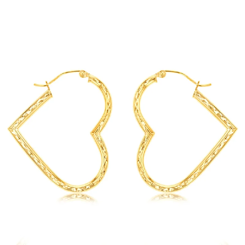 Affordable Luxury Jewelry – Style At A Great Price 9ct Yellow Gold Silverfilled Diamond Cut Heart Hoop Earrings Affordable Luxury Jewelry – Style At A Great Price 9ct Yellow Gold Silverfilled Diamond Cut Heart Hoop Earrings