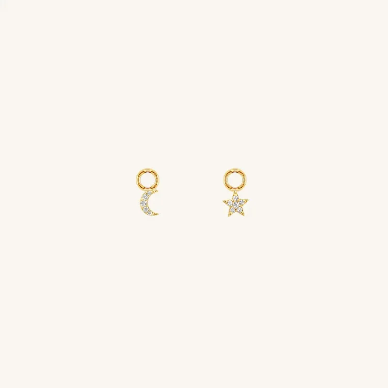 Shop Modern Jewelry Collections With Exclusive Discounts Astro Star Moon Hoop Charm (Set of 2)