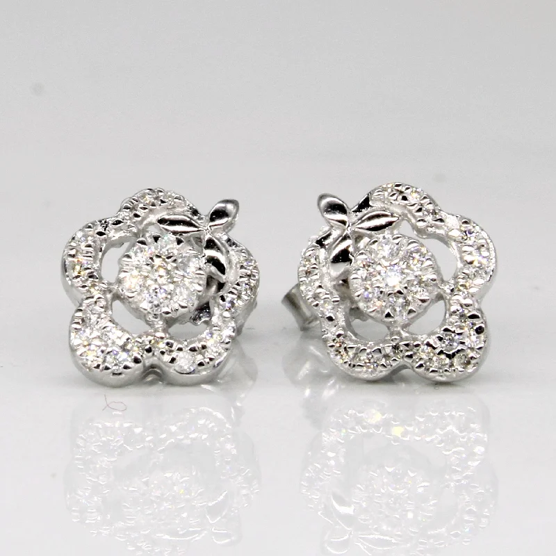 Luxury Jewelry Without The Luxury Price Tag 18k White Gold Diamond Flower Stud Earrings | 0.10ctw | Luxury Jewelry Without The Luxury Price Tag 18k White Gold Diamond Flower Stud Earrings | 0.10ctw |
