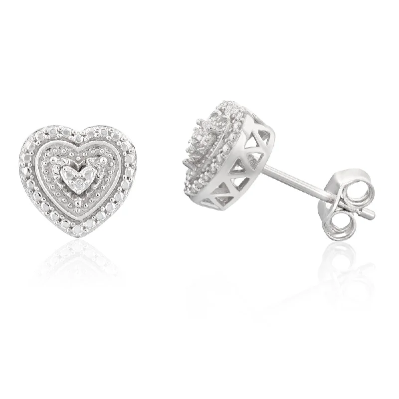 Stunning Jewelry At A Fraction Of The Price Diamond Heart Shape Earring Studs in Sterling Silver Stunning Jewelry At A Fraction Of The Price Diamond Heart Shape Earring Studs in Sterling Silver