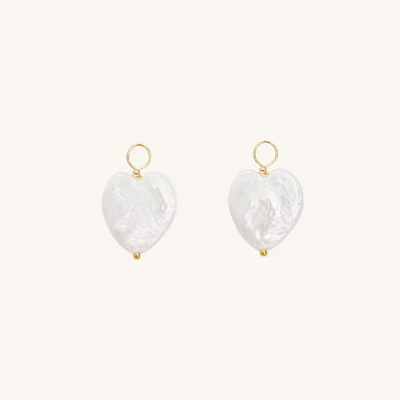 Best Jewelry Sale Prices – Limited-Time Offer Heart Pearl Hoop Charm - Stone of Potential (Set of 2)