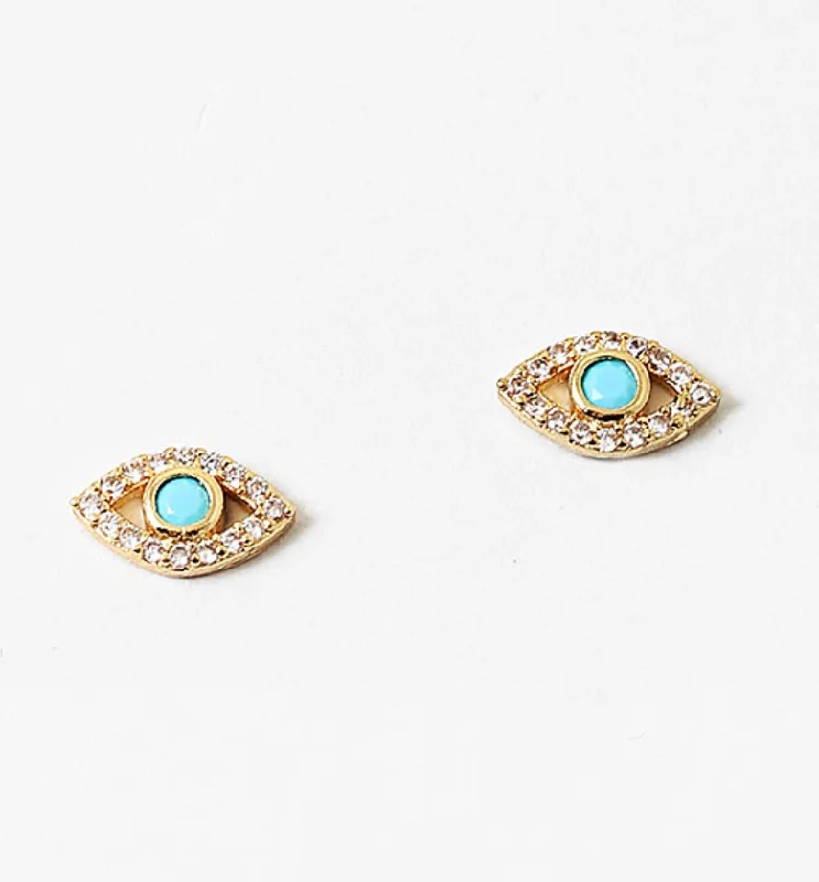 Exclusive Jewelry Sale – Shine For Less Lucky Evil Eye Turquoise And Quartz Studs