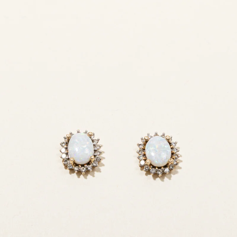 The Perfect Jewelry Piece At The Perfect Discount Opal & Diamond Stud Earrings | 1.20ctw | 0.18ctw | The Perfect Jewelry Piece At The Perfect Discount Opal & Diamond Stud Earrings | 1.20ctw | 0.18ctw |