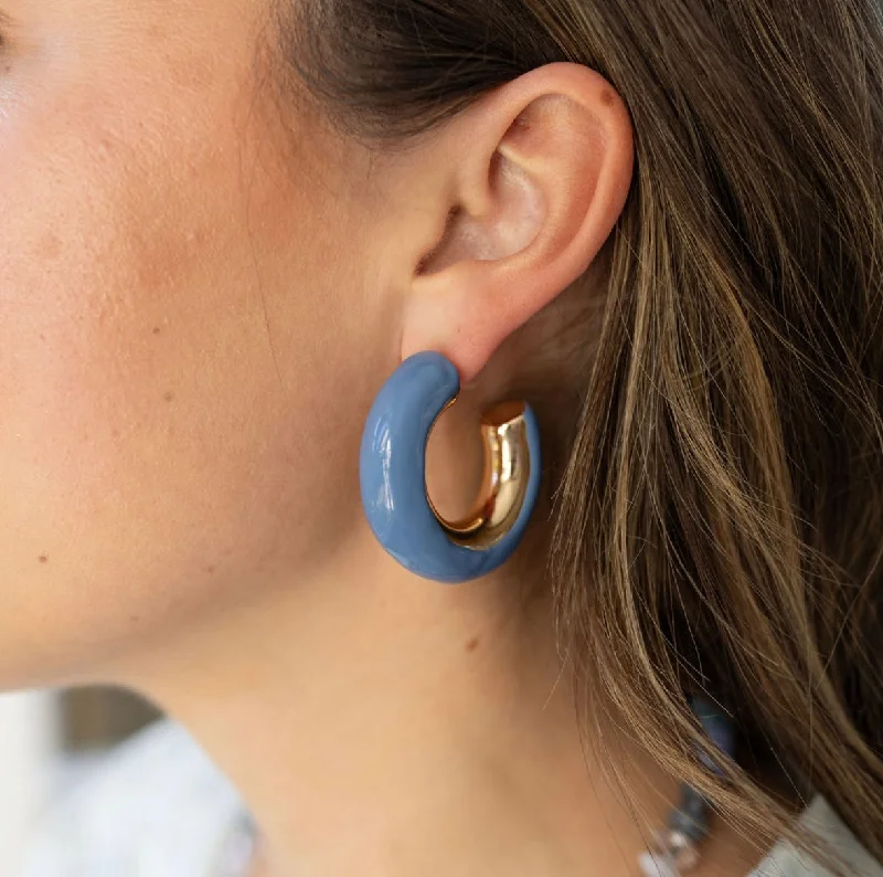 Make Every Moment Shine – Jewelry Discounts Available Periwinkle and Gold Hoops