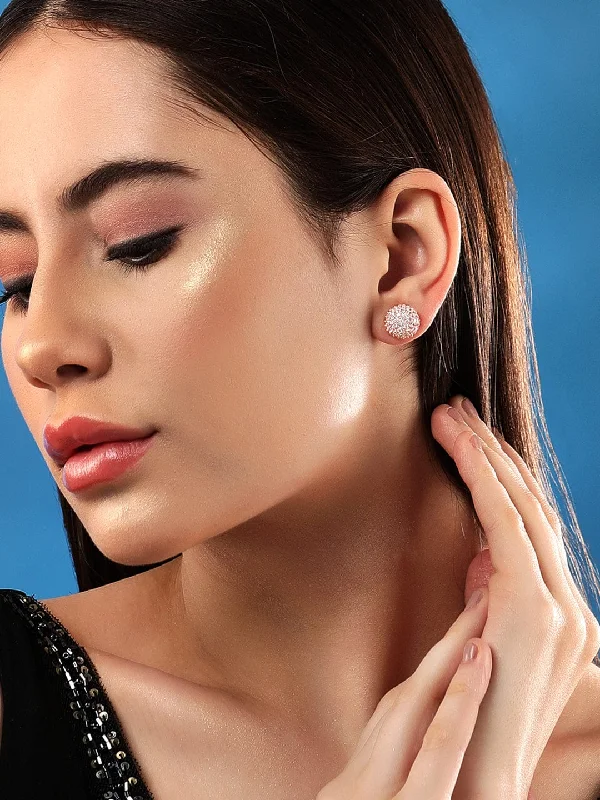 Limited Stock On Premium Jewelry At Low Prices Rubans 18K Rose Gold Plated Pave Set Zricons Daily Wear Stud Earrings. Limited Stock On Premium Jewelry At Low Prices Rubans 18K Rose Gold Plated Pave Set Zricons Daily Wear Stud Earrings.
