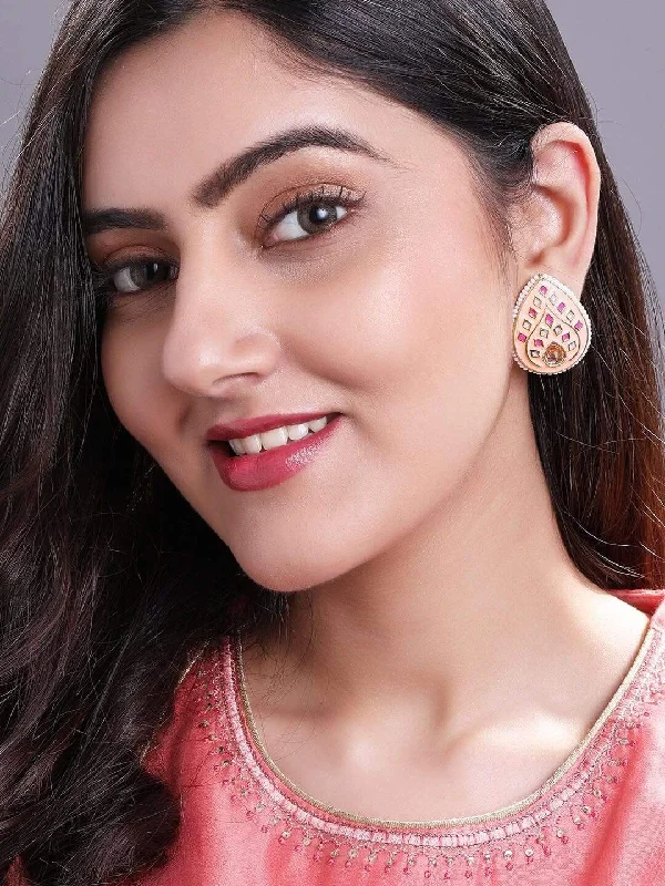 Stunning Jewelry Pieces At The Lowest Prices Ever Rubans Peach Enamel Painted Gold Plated Stud Earrings Stunning Jewelry Pieces At The Lowest Prices Ever Rubans Peach Enamel Painted Gold Plated Stud Earrings