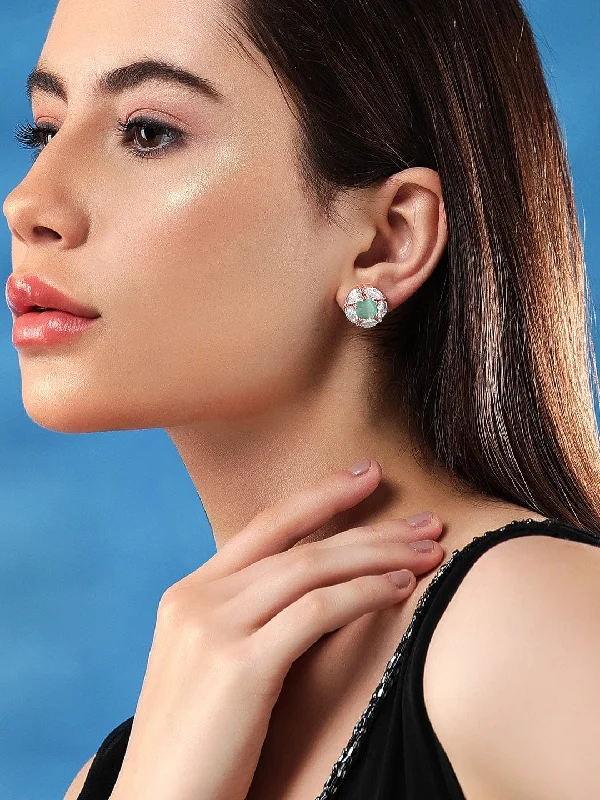 Buy More, Save More On Stunning Jewelry Pieces Rubans 18K Rose Gold Plated Marquise & Green Zircons Studded Round Stud Earrings Buy More, Save More On Stunning Jewelry Pieces Rubans 18K Rose Gold Plated Marquise & Green Zircons Studded Round Stud Earrings