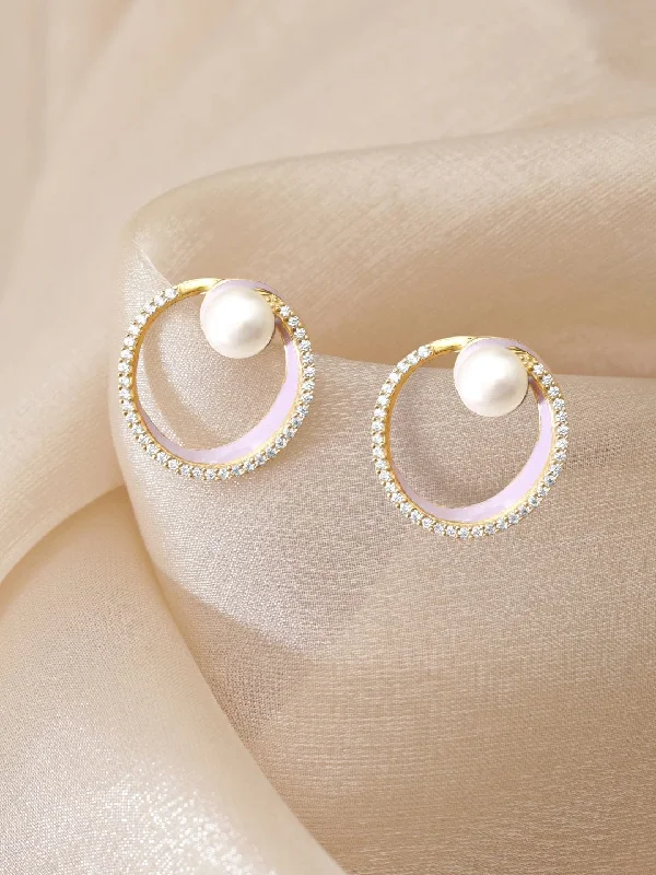 Customized Silver Jewelry For Unique Style Rubans Silver 24k Gold Plated 925 starling silver enamel and pearl stud earrings Customized Silver Jewelry For Unique Style Rubans Silver 24k Gold Plated 925 starling silver enamel and pearl stud earrings