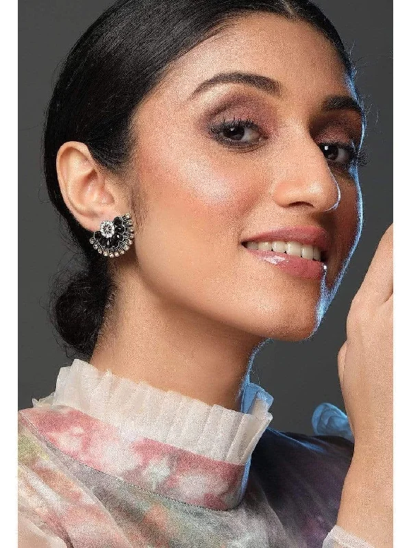 Shine In Style – Shop Jewelry Discounts Today Rubans Silver Plated Black and Gold Stone Studded Floral Inspired Stud Earrings Shine In Style – Shop Jewelry Discounts Today Rubans Silver Plated Black and Gold Stone Studded Floral Inspired Stud Earrings