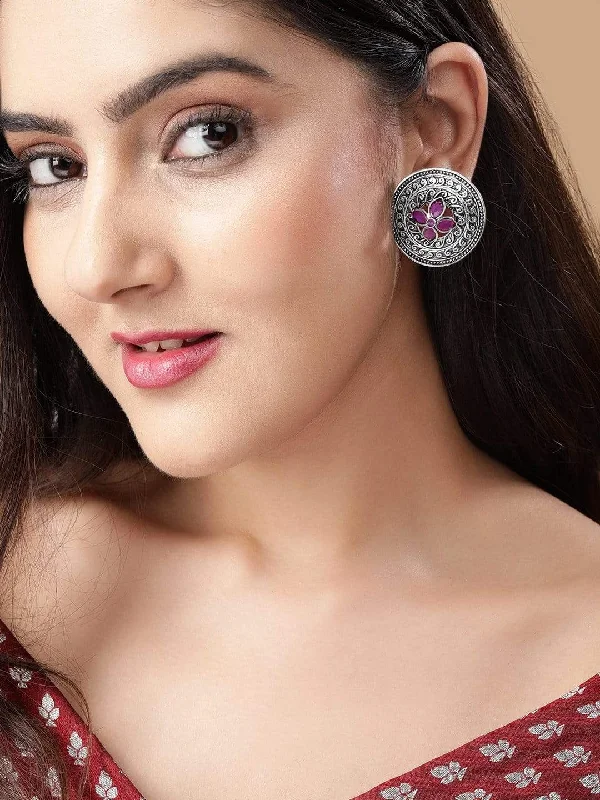 Jewelry Sale Alert – Shop Timeless Elegance Today Rubans Traditional Oxidized Stud Earrings With Pink Studded Stones Jewelry Sale Alert – Shop Timeless Elegance Today Rubans Traditional Oxidized Stud Earrings With Pink Studded Stones