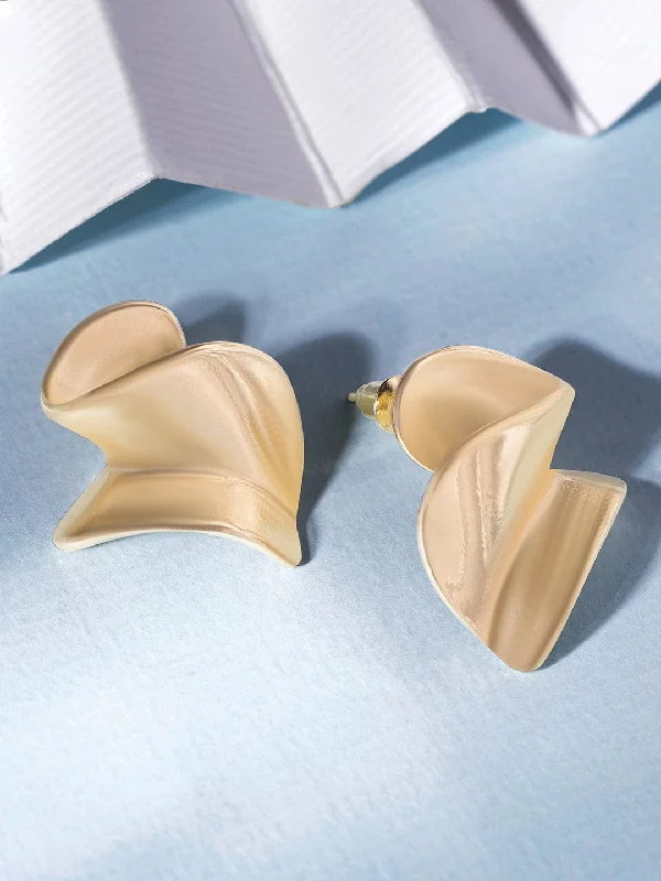 Luxury Jewelry Now At Special Promotional Rates Rubans Voguish 18K Gold plated Ribbion Motif Organic Stud Earrings Luxury Jewelry Now At Special Promotional Rates Rubans Voguish 18K Gold plated Ribbion Motif Organic Stud Earrings