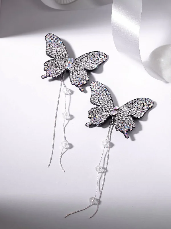 Fashion-Forward Jewelry At Exclusive Discounts Rubans Voguish Enchanting Butterfly Stud Earrings with Beaded Hangings Fashion-Forward Jewelry At Exclusive Discounts Rubans Voguish Enchanting Butterfly Stud Earrings with Beaded Hangings