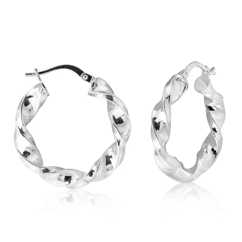 High-Quality Jewelry At A Fraction Of The Cost Sterling Silver 20mm Fancy Twist Hoops High-Quality Jewelry At A Fraction Of The Cost Sterling Silver 20mm Fancy Twist Hoops
