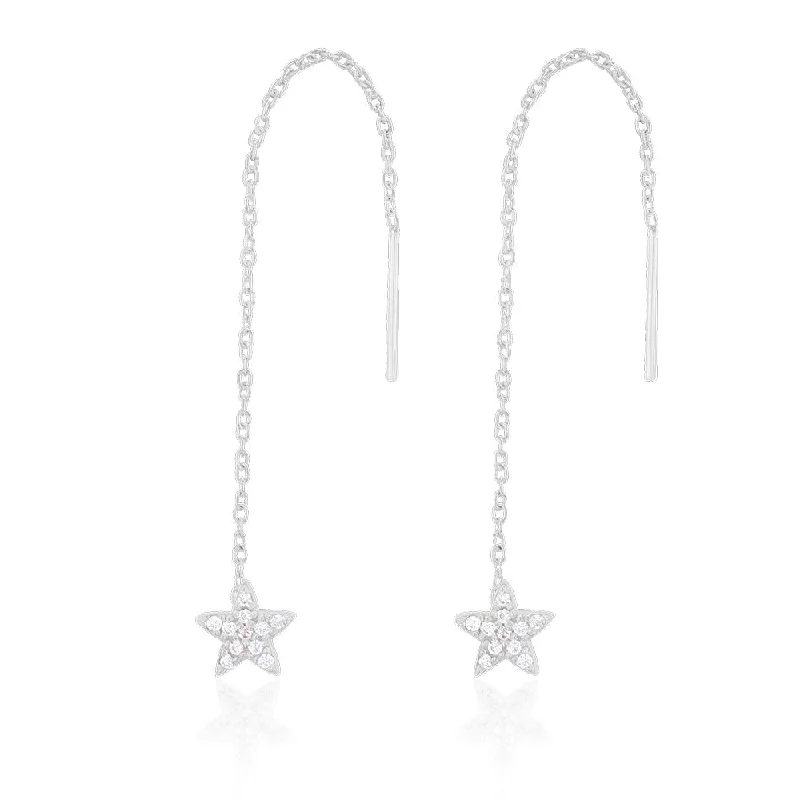 Affordable Luxury Jewelry For Every Occasion Sterling Silver Cubic Zirconia Star Threader Earrings Affordable Luxury Jewelry For Every Occasion Sterling Silver Cubic Zirconia Star Threader Earrings